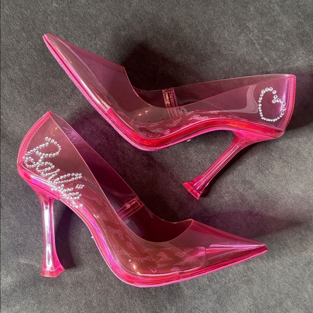 Barbie x ALDO Barbiestessy Collection Pink Translucent Pointed Toe Pumps 8.5 NEW - Picture 2 of 11